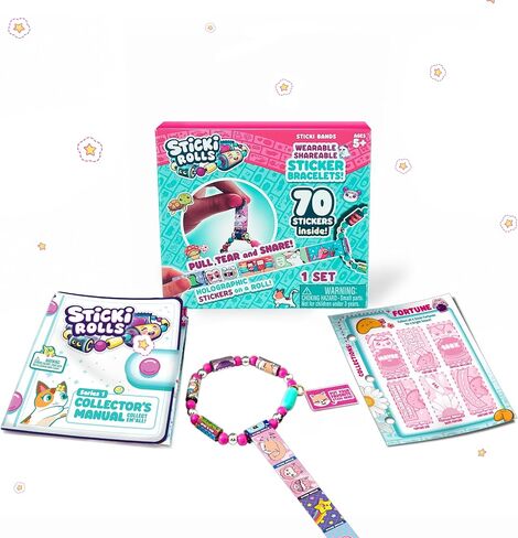 STICKI Rolls Sticki Bands - Wearable & Shareable Sticker Bracelet | Includes 70 Mini Stickers | 2 Mystery Reveal Sticki Rolls | Over 1000 Sticker Designs to Discover and Collect! (Series 1 Yellow) in Kuwait