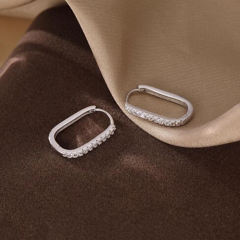 Reffeer 925 Sterling Silver CZ Square Hoop Earrings for Women Teens CZ U Hoop Earrings Minimalist Hoop Earrings in Saudi Arabia