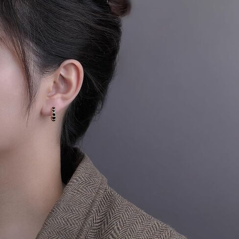 Sluynz Solid 925 Sterling Silver Black Heart أقراط للنساء المراهقات البسيطين الأقراط الأسود الأسود 1.5 سم الأقراط in Kuwait