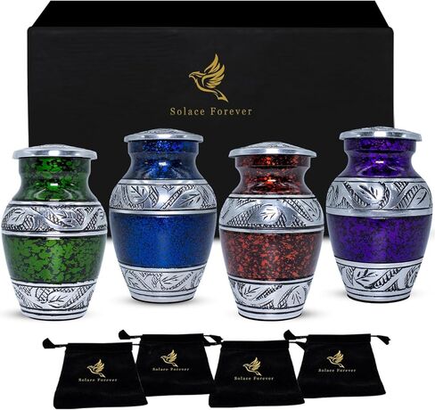 Elegant Mini Urns for Human Ashes Adult Female & Male - Beautiful Mini Urn for Ashes - Small Cremation Urns for Women - Memorial Keepsakes - Miniature Urn Set (Multicolor, Set of 4) in Kuwait