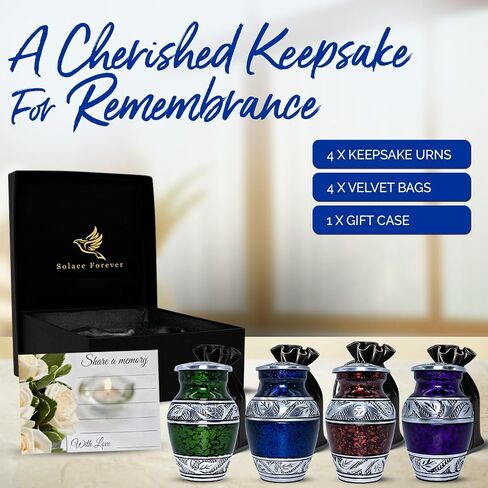 Elegant Mini Urns for Human Ashes Adult Female & Male - Beautiful Mini Urn for Ashes - Small Cremation Urns for Women - Memorial Keepsakes - Miniature Urn Set (Multicolor, Set of 4) in Kuwait