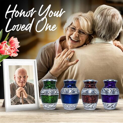 Elegant Mini Urns for Human Ashes Adult Female & Male - Beautiful Mini Urn for Ashes - Small Cremation Urns for Women - Memorial Keepsakes - Miniature Urn Set (Multicolor, Set of 4) in Kuwait