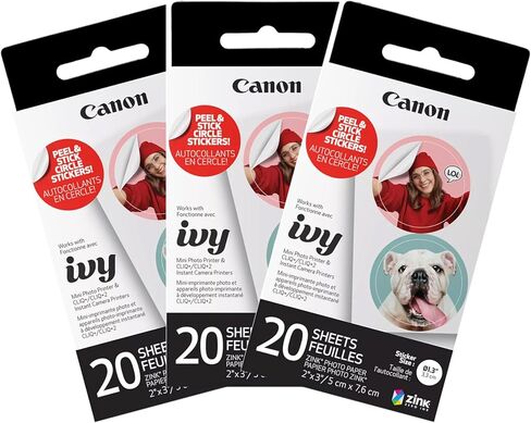 Canon IVY ZINK Pre-Cut Circle Sticker Paper, 20 Sheets in Saudi Arabia
