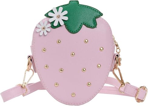 Cute Strawberry Purse with Rivets Crossbody Shoulder Bag for Little Girls, Girls Kids Small Coin Pouch Wallet (Red) in Kuwait