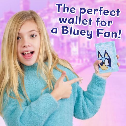 Bluey Wallet for Kids Trifold Wallet with Zipped Coin Purse Pocket and Clear ID Slot Cash Slot for Travel Holidays Back to School Gift for Kids (Bluey Sisters) in Kuwait