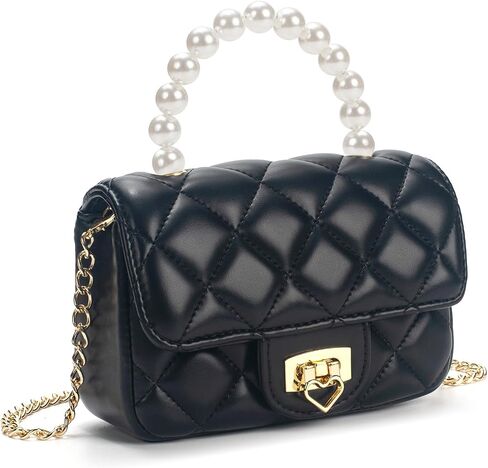 Girls Purses for Kids, Toddler Crossbody Bag with Pearl Handle, Kids Chain Handbag Heart Purses for Girls in Kuwait