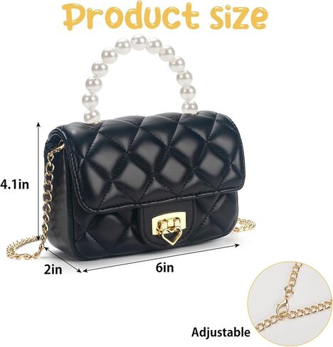 Girls Purses for Kids, Toddler Crossbody Bag with Pearl Handle, Kids Chain Handbag Heart Purses for Girls in Kuwait