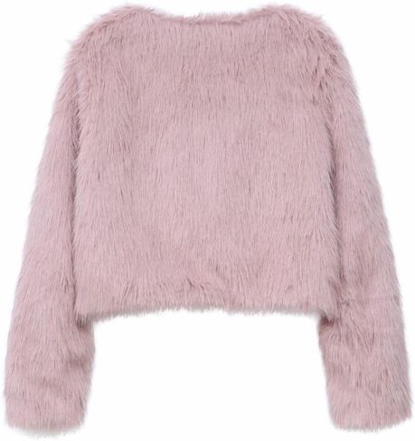 Amazhiyu Women's Faux Fur Cropped Coat Pockets Long Sleeve Open Front Winter Jacket in Kuwait