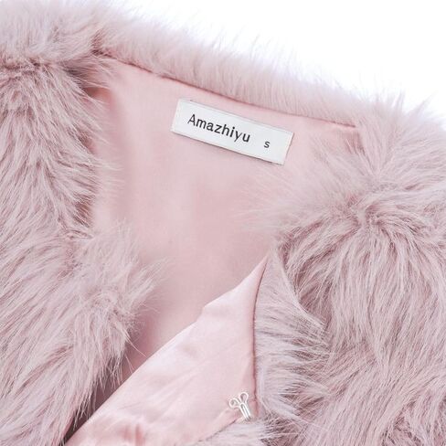 Amazhiyu Women's Faux Fur Cropped Coat Pockets Long Sleeve Open Front Winter Jacket in Kuwait