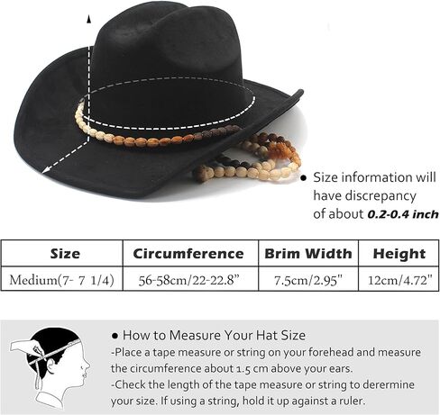 Lisianthus Women Men Wide Brim Suede Western Cowboy Cowgirl Hat with Wind Lanyard in Kuwait