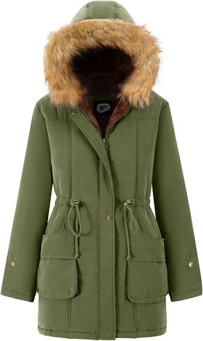 FARVALUE Women's Winter Coat Hooded Warm Fleece Parka Jacket with Fur Trim Coat in Kuwait