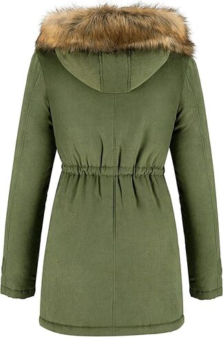 FARVALUE Women's Winter Coat Hooded Warm Fleece Parka Jacket with Fur Trim Coat in Kuwait