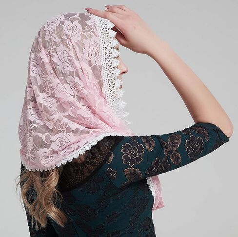 YHDDYG Infinity Veil for Catholic Mass Lace Infinity Scarf Church Veil for Girls Mantilla Infinity Veils Roses S97 in Kuwait