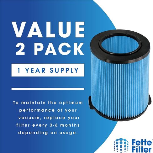 Fette Filter -VF4000 Replacement Filter for 5-20 Gallons and Larger Vacuum Cleaner, Compatible with Ridgid 72947 Wet Dry Vacs 5 to 20-Gal, Husky Vacs 6 to 9 Gal, Craftsman 17816. (2QTY) in Saudi Arabia