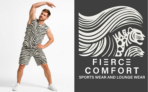 Workout Set For Men - Animal Print Active Wear & Lounge Wear Sets, Active Shorts and Top Set - 2-Piece in Saudi Arabia