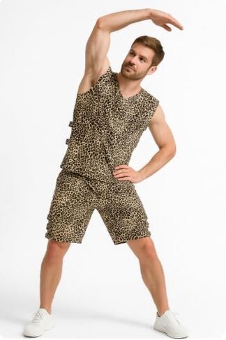 Workout Set For Men - Animal Print Active Wear & Lounge Wear Sets, Active Shorts and Top Set - 2-Piece in Saudi Arabia