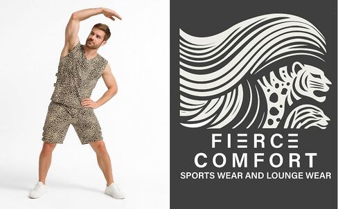 Workout Set For Men - Animal Print Active Wear & Lounge Wear Sets, Active Shorts and Top Set - 2-Piece in Saudi Arabia