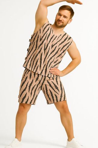 Workout Set For Men - Animal Print Active Wear & Lounge Wear Sets, Active Shorts and Top Set - 2-Piece in Saudi Arabia