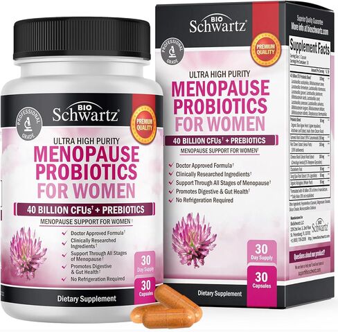 Menopause Supplements for Women - 40 Billion CFU Menopause Probiotics for Women - Support for Hot Flashes Night Sweats Mood Swings and Balance - Non-GMO, 30 Easy-Swallow Capsules, 30 Servings in Kuwait