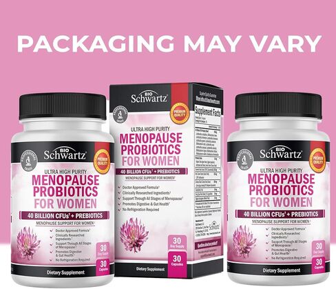 Menopause Supplements for Women - 40 Billion CFU Menopause Probiotics for Women - Support for Hot Flashes Night Sweats Mood Swings and Balance - Non-GMO, 30 Easy-Swallow Capsules, 30 Servings in Kuwait