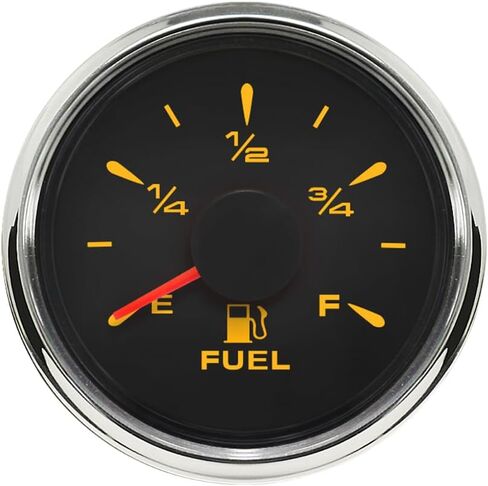 2 Inches /52mm Oil Fuel Gauge E-F 0-190ohm 240-33ohm Signal with 8 Lights 12VDC 24VDC for Auto Marine Vehicles (White&Silver) in Kuwait