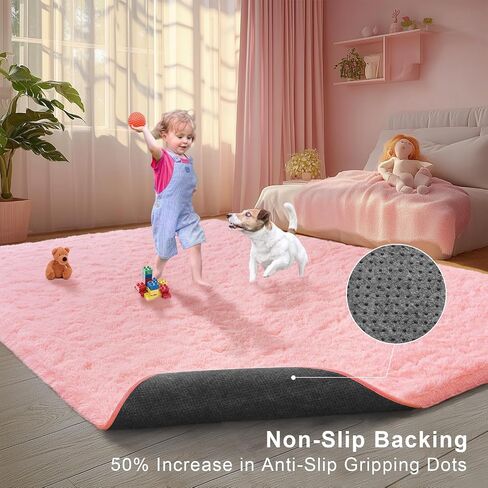 Pink Area Rugs for Girls Bedroom, 4x6 Fluffy Fuzzy Shaggy Carpet for Kids Playroom Nursery Living Room, Thick Soft Plush Mat for Kids Baby Boys Teen Dorm Home Decor Aesthetic in Saudi Arabia