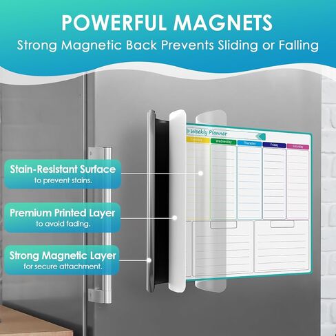 تقويم مغناطيسي شهري للثلاجة من MaxGear، 17 بوصة × 12 بوصة، سبورة بيضاء لتقويم الثلاجة، مخطط لوحة بيضاء مغناطيسية قابلة لإعادة الاستخدام للمسح الجاف للثلاجة مع 7 علامات دقيقة وممحاة واحدة in Kuwait