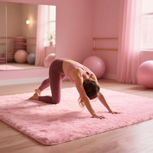 Pink Area Rugs for Girls Bedroom, 4x6 Fluffy Fuzzy Shaggy Carpet for Kids Playroom Nursery Living Room, Thick Soft Plush Mat for Kids Baby Boys Teen Dorm Home Decor Aesthetic in Saudi Arabia