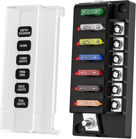 12 فولت/24 فولت 6 دائرة الصمامات البحرية المقاومة للماء مع مؤشر LED ، Ato Blade Fuse Block للسيارات ، البحرية ، شاحنة ، سيارة ، قارب ، RV in Kuwait
