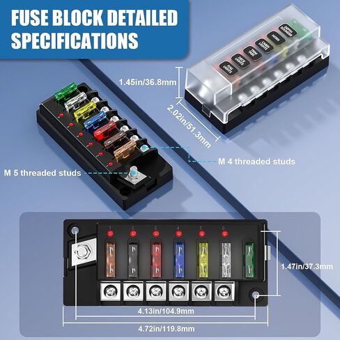 12 فولت/24 فولت 6 دائرة الصمامات البحرية المقاومة للماء مع مؤشر LED ، Ato Blade Fuse Block للسيارات ، البحرية ، شاحنة ، سيارة ، قارب ، RV in Kuwait