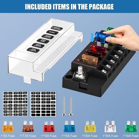 12 فولت/24 فولت 6 دائرة الصمامات البحرية المقاومة للماء مع مؤشر LED ، Ato Blade Fuse Block للسيارات ، البحرية ، شاحنة ، سيارة ، قارب ، RV in Kuwait