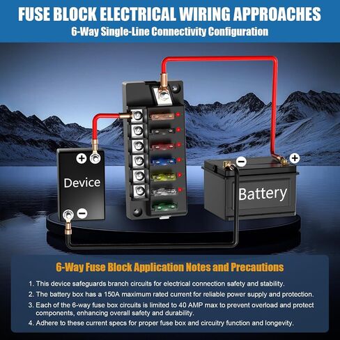 12 فولت/24 فولت 6 دائرة الصمامات البحرية المقاومة للماء مع مؤشر LED ، Ato Blade Fuse Block للسيارات ، البحرية ، شاحنة ، سيارة ، قارب ، RV in Kuwait