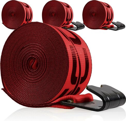 US Cargo Control 4 Inch x 30 Feet Winch Straps with Flat Hooks (10 Pack), Heavy Duty Trailer Winch Strap for Cargo Securement, 5,400 lbs. Working Load Limit, 4 Inch Straps for Flatbed Trailer, Truck in Saudi Arabia