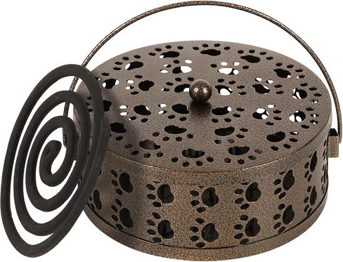 Portable Mosquito Coil Holder, Iron Mosquito Incense Holder with Handle for Home, Office, Camping with Cat Paw Cutout Design (Bronze) in Saudi Arabia