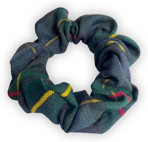 Plaid scrunchie, ClassExceed school uniform plaid, Back to school, handmade school uniform hair accessories (White forest Yellow Navy Plaid80) in Saudi Arabia