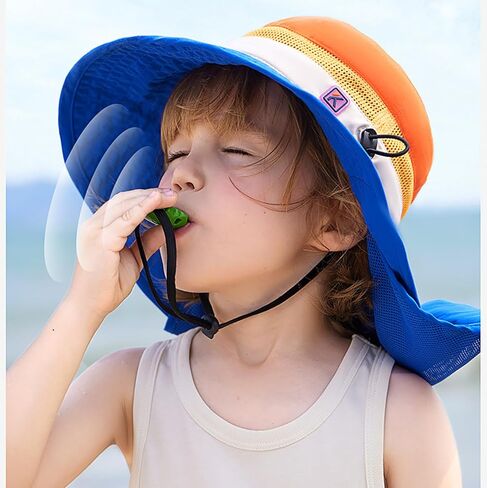Summer Kids Sun Hat Adjustable Boys Grils Fishing Hat Breathable Protection Outdoor Beach Hat with Neck Flap 2-8Years Old in Saudi Arabia