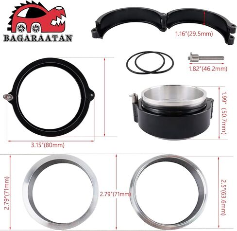 Aluminum Quick Release V-Band Clamp,2.5"/64mm Intake Intercooler Pipe Clamp,Intake Intercooler Pipe Throttle Union Sleeve(Black) in Kuwait