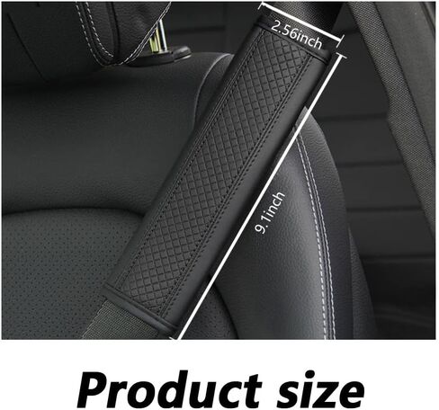 2PCS Car Seat Belt Cover Pad,Breathable Leather Seatbelt Covers for Shoulder Protection and Car Decorations,Universal Seatbelt Cushion Adding Car Seat Strap Pads Car Accessories Interior (Black) in Kuwait