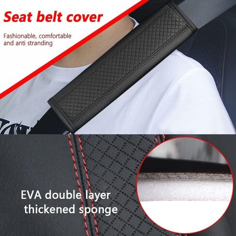 2PCS Car Seat Belt Cover Pad,Breathable Leather Seatbelt Covers for Shoulder Protection and Car Decorations,Universal Seatbelt Cushion Adding Car Seat Strap Pads Car Accessories Interior (Black) in Kuwait