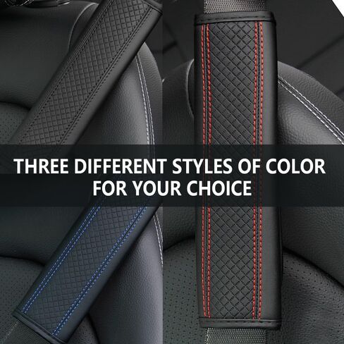2PCS Car Seat Belt Cover Pad,Breathable Leather Seatbelt Covers for Shoulder Protection and Car Decorations,Universal Seatbelt Cushion Adding Car Seat Strap Pads Car Accessories Interior (Black) in Kuwait