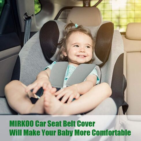 Mirkoo Car Seat Belt Cover Pad, 2-Pack Soft Car Safety Seat Belt Strap Shoulder Pad for Adults and Children, Suitable for Car Seat Belt, Backpack, Shoulder Bag, Laptop Computer Bag (Gray) in Saudi Arabia