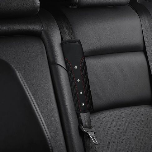 Bling Car Seat Belt Cover, 2PCS Soft Breathable Leather Safety Seatbelt Shoulder Strap Covers, Rhinestone Seat Belt Pads for Women Girls, Universal for SUV, Truck, RV (Pink) in Kuwait