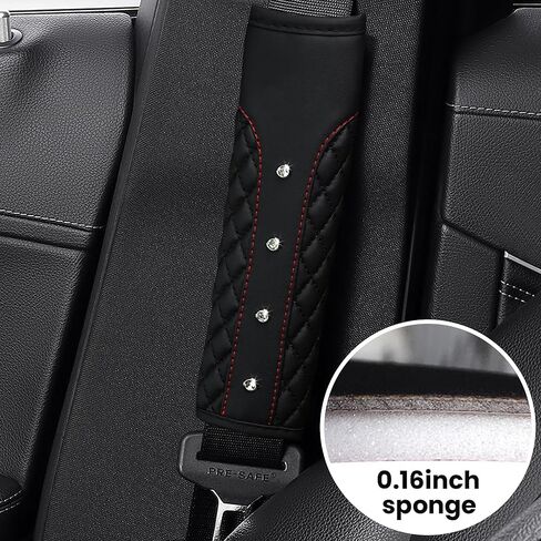 Bling Car Seat Belt Cover, 2PCS Soft Breathable Leather Safety Seatbelt Shoulder Strap Covers, Rhinestone Seat Belt Pads for Women Girls, Universal for SUV, Truck, RV (Pink) in Kuwait