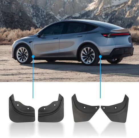 SUPER LINER Tesla Model Y Mud Flaps (2021-2025) No Drill Custom Fit, Durable All Weather Splash Guards - Military Grade PP+TPE Composite in Kuwait
