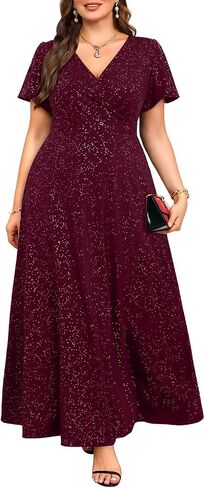 Pinup Fashion Women بالإضافة إلى الفساتين الرسمية - فساتين المساء ضيف زفاف Glitter Prom Long Dress in Kuwait