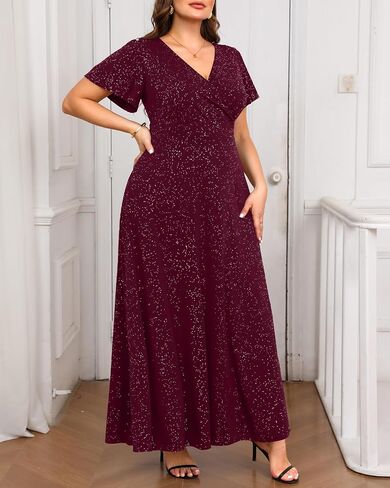 Pinup Fashion Women بالإضافة إلى الفساتين الرسمية - فساتين المساء ضيف زفاف Glitter Prom Long Dress in Kuwait
