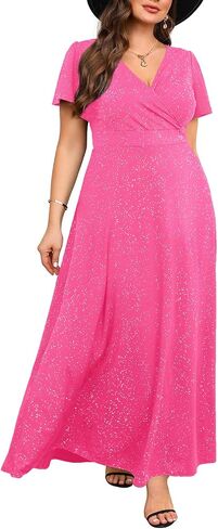 Pinup Fashion Women بالإضافة إلى الفساتين الرسمية - فساتين المساء ضيف زفاف Glitter Prom Long Dress in Kuwait