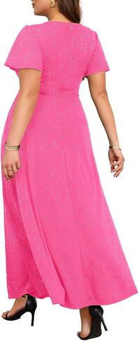 Pinup Fashion Women بالإضافة إلى الفساتين الرسمية - فساتين المساء ضيف زفاف Glitter Prom Long Dress in Kuwait