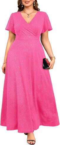 Pinup Fashion Women بالإضافة إلى الفساتين الرسمية - فساتين المساء ضيف زفاف Glitter Prom Long Dress in Kuwait