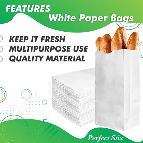 Perfect Stix 4lb Kraft White Paper Bags - Pack of 500 Count (Kraft White Bag 4lb) in Saudi Arabia